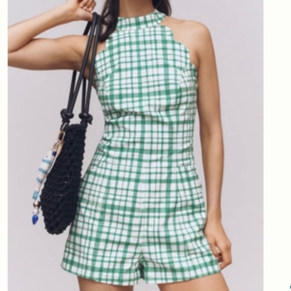 NWT by Anthropologie Scalloped Halter Romper  Sz 8 - Picture 1 of 6